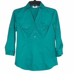 🌻NY & Co 3/4 Sleeve Stretch Green Top